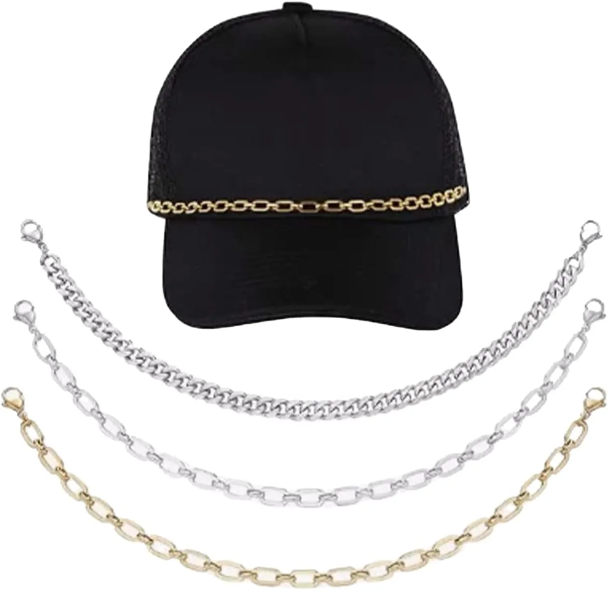 Trucker Hat Chains for Women Trucker Hat Bill Decoration Trucket Hat Charms DIY Mesh Baseball Cap Accessories