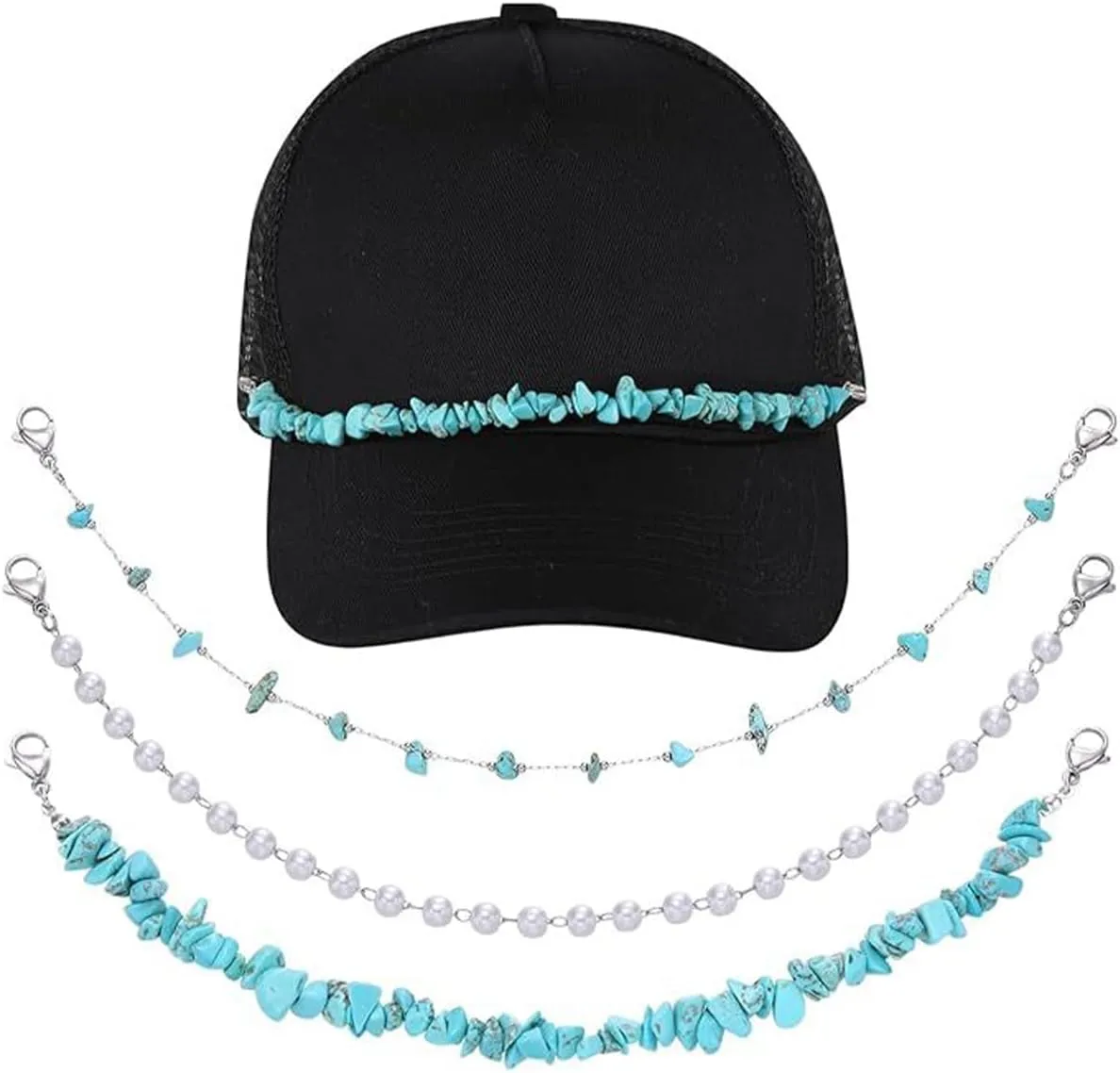 Trucker Hat Chains for Women Trucker Hat Bill Decoration Trucket Hat Charms DIY Mesh Baseball Cap Accessories