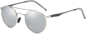 Unisex Vintage Round Sunglasses Double Bridge Men Women Polarized Aviator Sunglasses A540