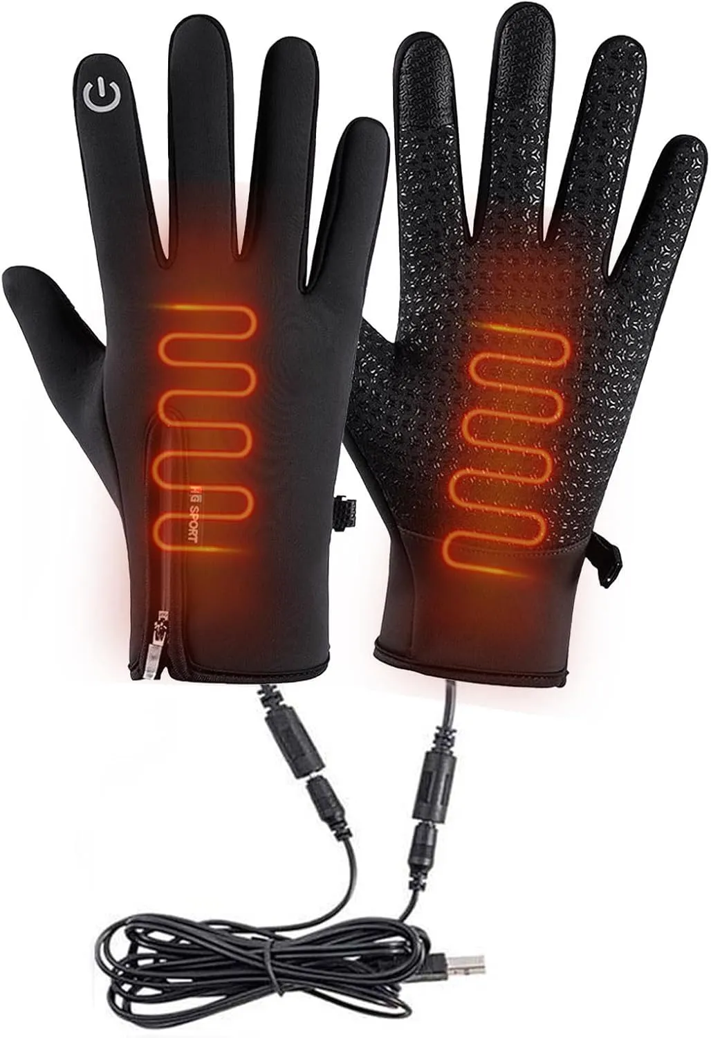 USB Heated Gloves for Men Women, Waterproof Touchscreen Electric Heated Gloves, Winter Outdoor Hand Warmer Gloves for Driving Cycling Hunting Fishing