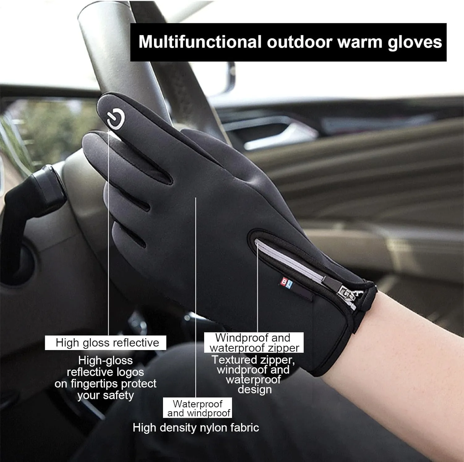 USB Heated Gloves for Men Women, Waterproof Touchscreen Electric Heated Gloves, Winter Outdoor Hand Warmer Gloves for Driving Cycling Hunting Fishing