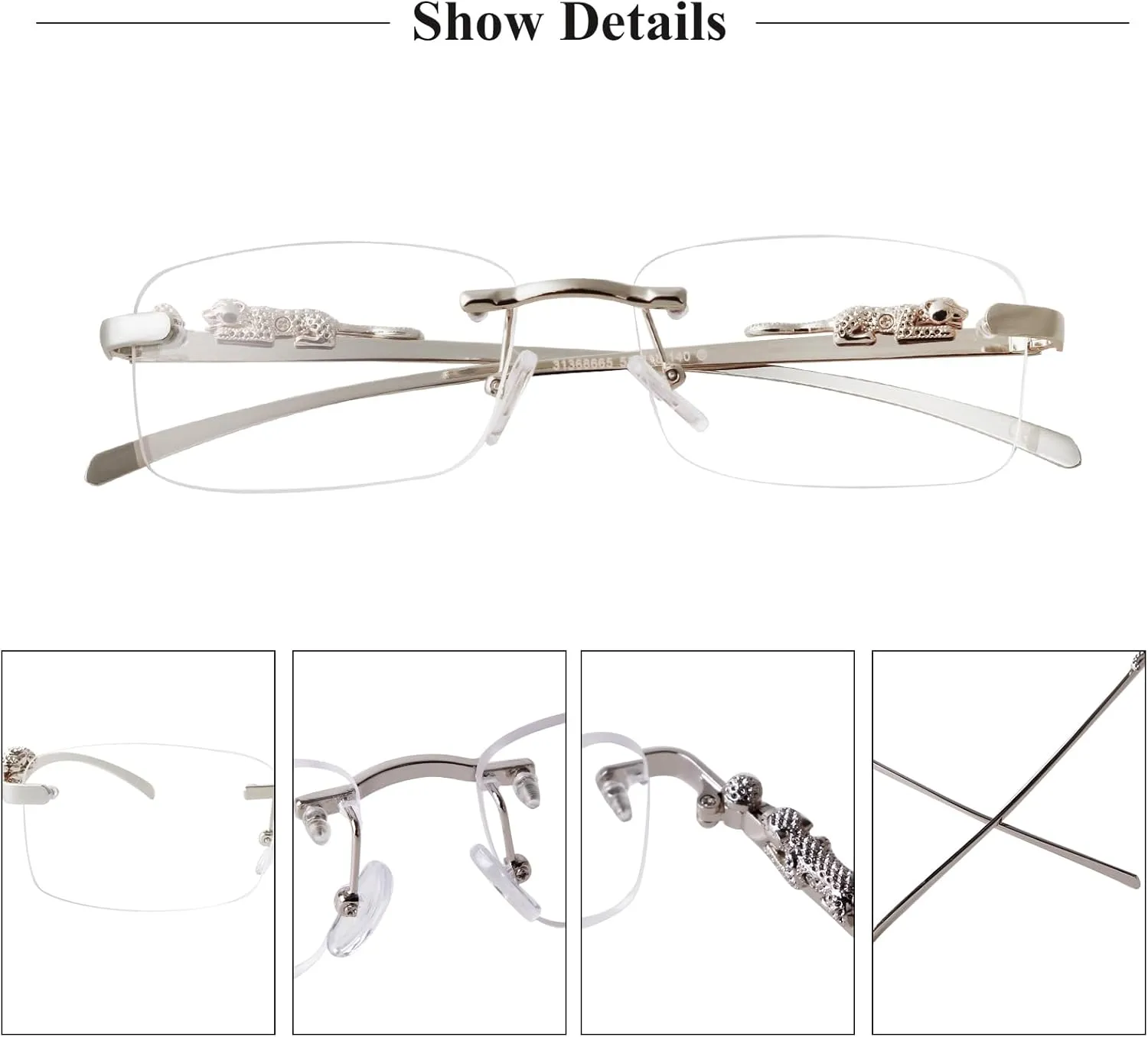 Vintage Rimless Rectangle Sunglasses for Women Men,Trendy Gold Metal Frameless Square Sun Glasses Transparent Eyewear
