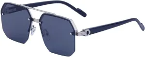 Vintage Semi-rimless Sunglasses for Men Luxury Steampunk Metal Double Beam Trendy Driving