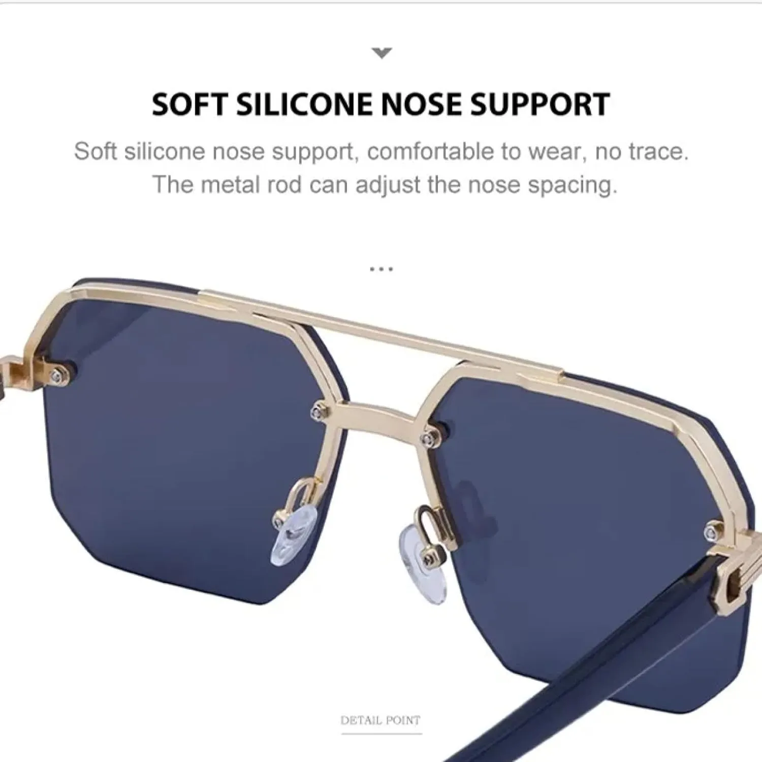 Vintage Semi-rimless Sunglasses for Men Luxury Steampunk Metal Double Beam Trendy Driving