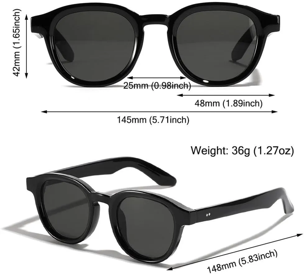 Vintage UV Protection Round Sunglasses Clear Lens Glasses Vintage Shades for Women & Men