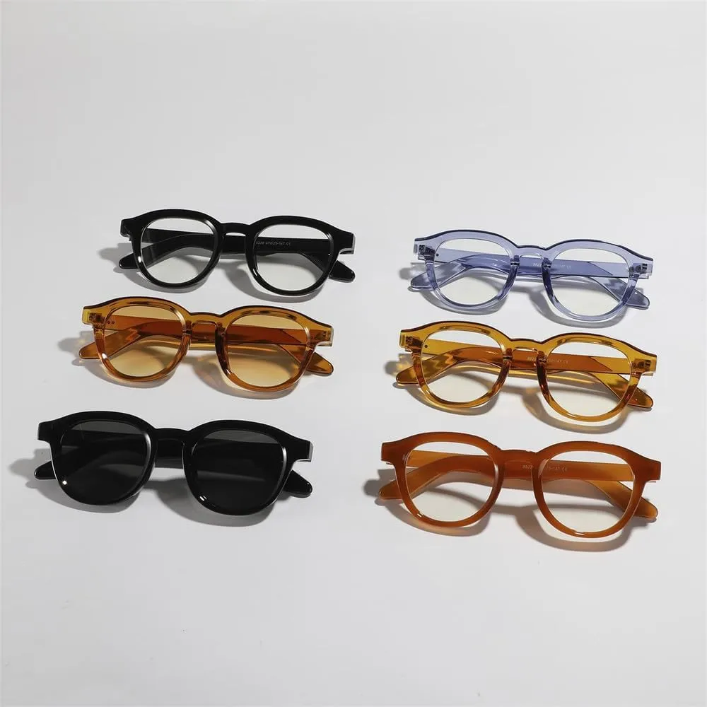 Vintage UV Protection Round Sunglasses Clear Lens Glasses Vintage Shades for Women & Men