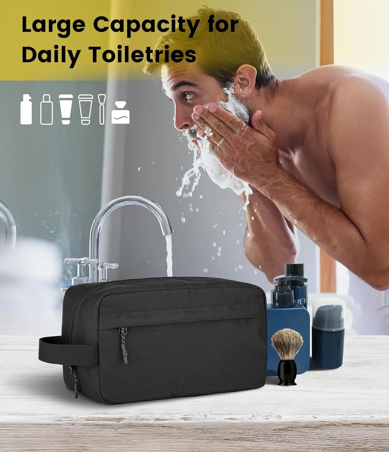 Vorspack Travel Toiletry Bag for Men - Hanging Toiletries Bag Water Resistant Dopp Kit Travel Bag for Toiletries Accessories