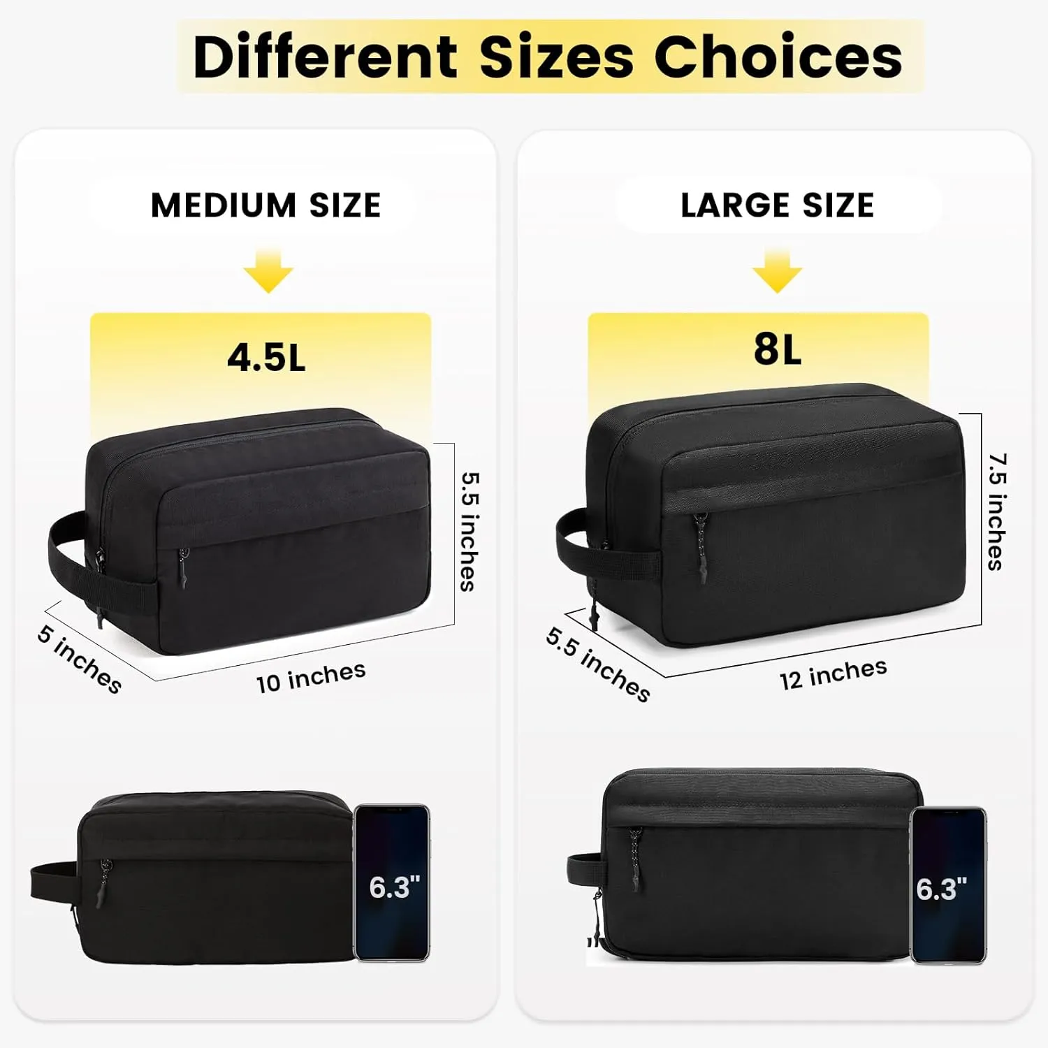Vorspack Travel Toiletry Bag for Men - Hanging Toiletries Bag Water Resistant Dopp Kit Travel Bag for Toiletries Accessories