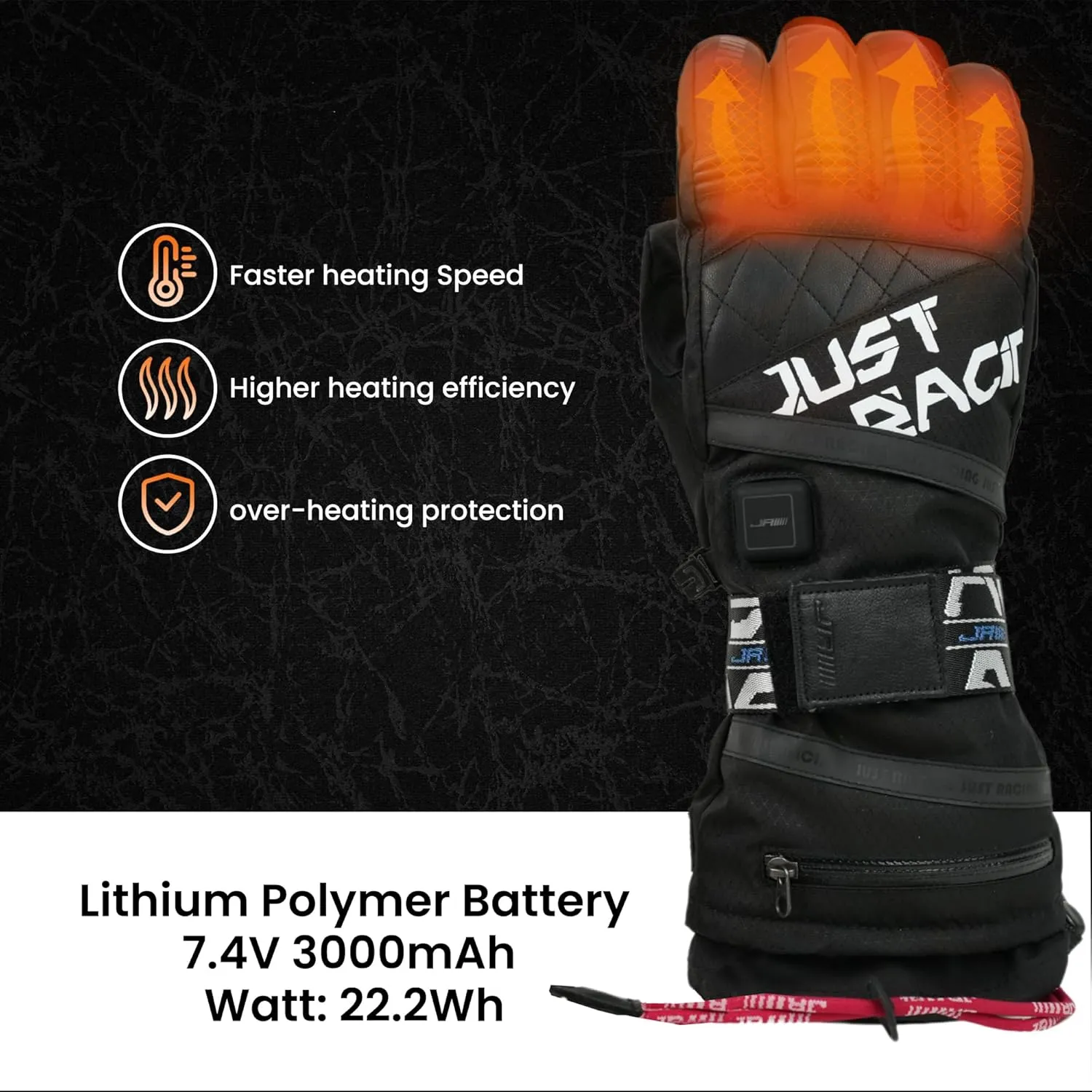 Waterproof Rechargeable Ski Heated Gloves for Men and Women, Anti-Lost Rope, Snow Stopper, Soft Nano Heating System, Adjustable Wristband, Flexible Finger Bends, Ideal for Skiing & Snowboarding