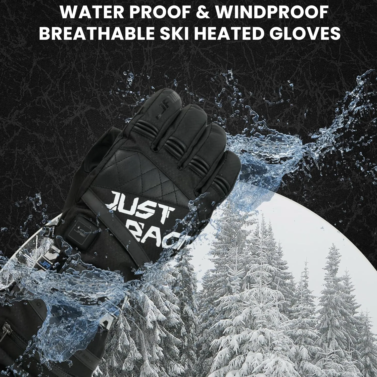 Waterproof Rechargeable Ski Heated Gloves for Men and Women, Anti-Lost Rope, Snow Stopper, Soft Nano Heating System, Adjustable Wristband, Flexible Finger Bends, Ideal for Skiing & Snowboarding