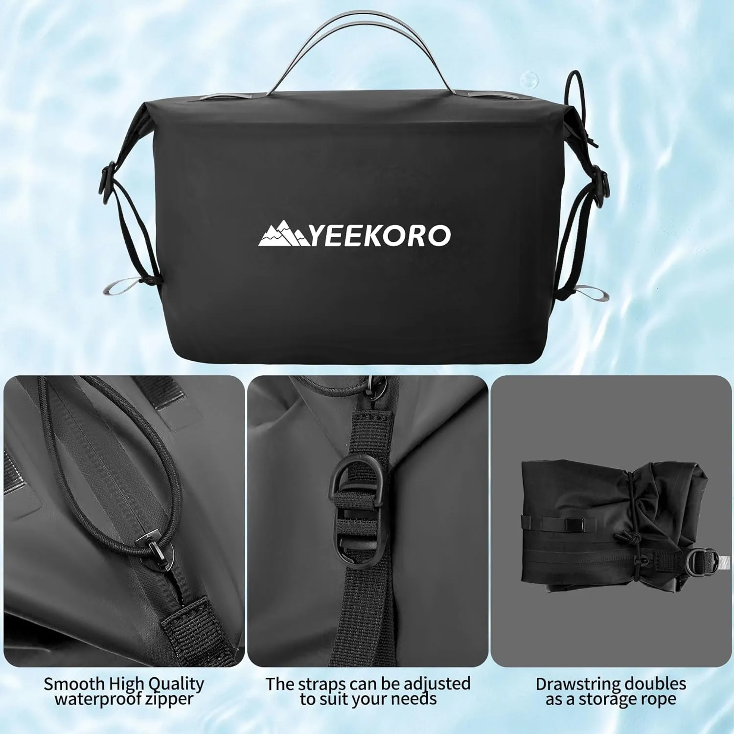 Waterproof Toiletry Bag for Travel, Zipper Styles, 40D Nylon Toiletry Organizer Bags with Shoulder Straps for Men Women, Travel Accessories（1 PACK,Black