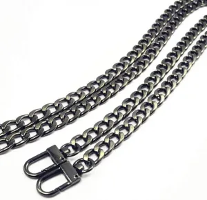 WEICHUAN 47" DIY Iron Flat Chain Strap Handbag Chains Accessories Purse Straps Shoulder Cross Body Replacement Straps, with Metal Buckles (Gun-Black)