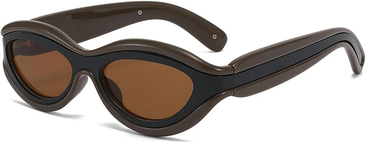 willochra Cat Eye Sunglasses for Women Cute Oval Thick Frame Y2k Accessories Sun Glasses Chic Retro Style Shades