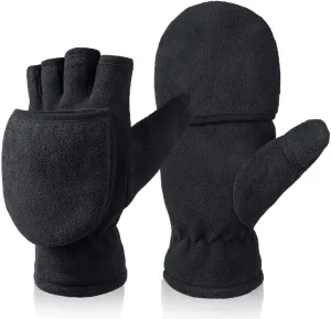 Winter Convertible Gloves Flip Top Mittens Warm Polar Fleece for Winter Running Texting Photographing for Men Women