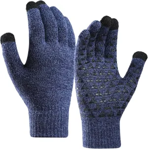 Winter Gloves Men,Full Fingers Touch Screen Thermal Knit Lining Knit Gloves for Kids Hiking Driving Cold Weather
