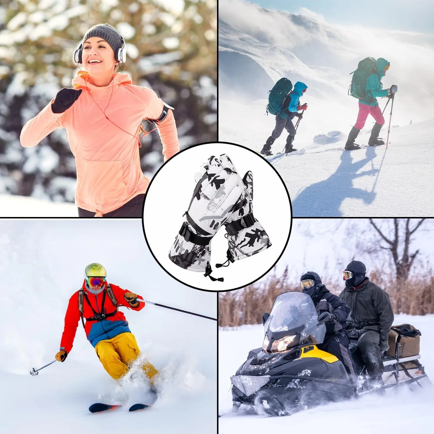 Winter Gloves, Waterproof Thermal Touchscreen Ski Glove, Suit for Ski, Cycling, Hiking, Driving, Typing, Freezer Work
