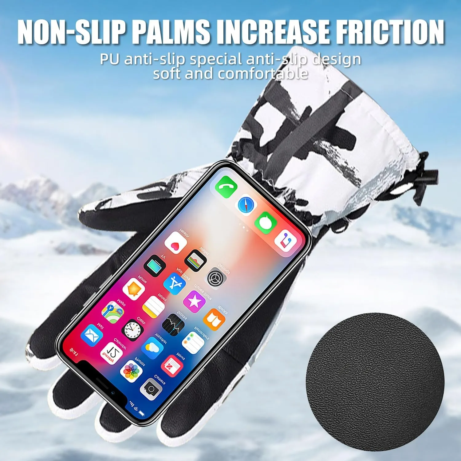 Winter Gloves, Waterproof Thermal Touchscreen Ski Glove, Suit for Ski, Cycling, Hiking, Driving, Typing, Freezer Work