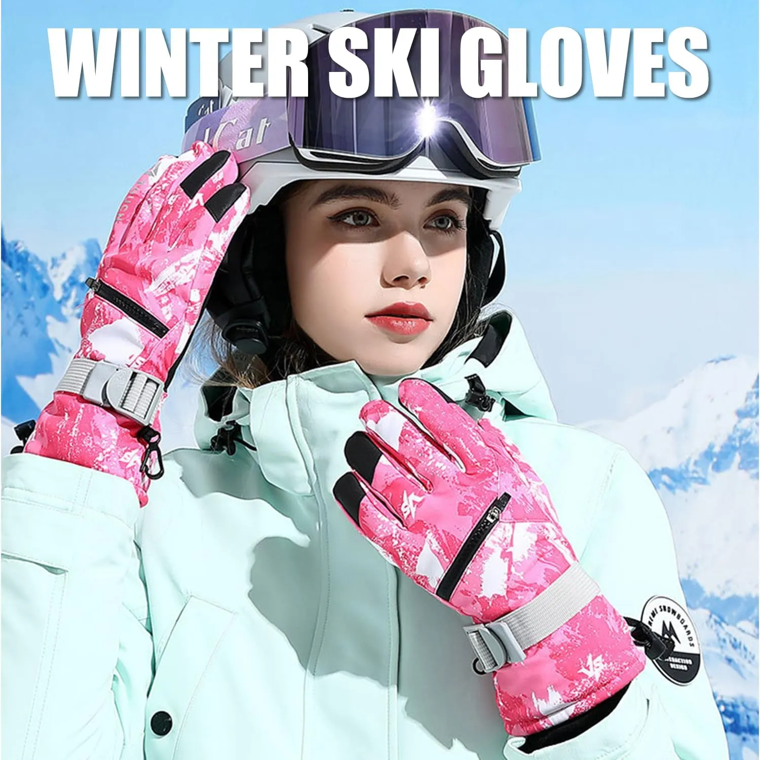 Winter Gloves, Waterproof Thermal Touchscreen Ski Glove, Suit for Ski, Cycling, Hiking, Driving, Typing, Freezer Work