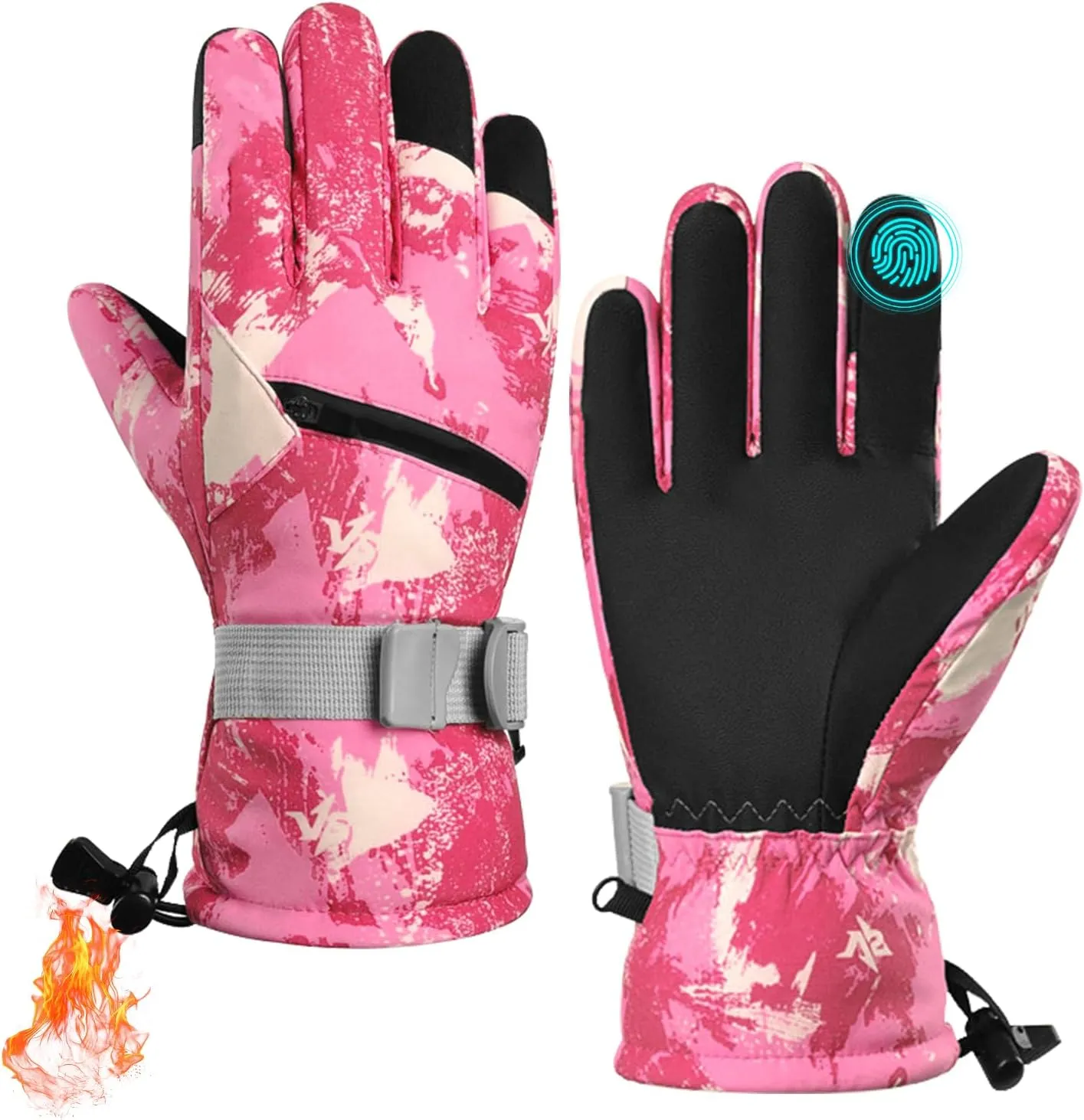 Winter Gloves, Waterproof Thermal Touchscreen Ski Glove, Suit for Ski, Cycling, Hiking, Driving, Typing, Freezer Work