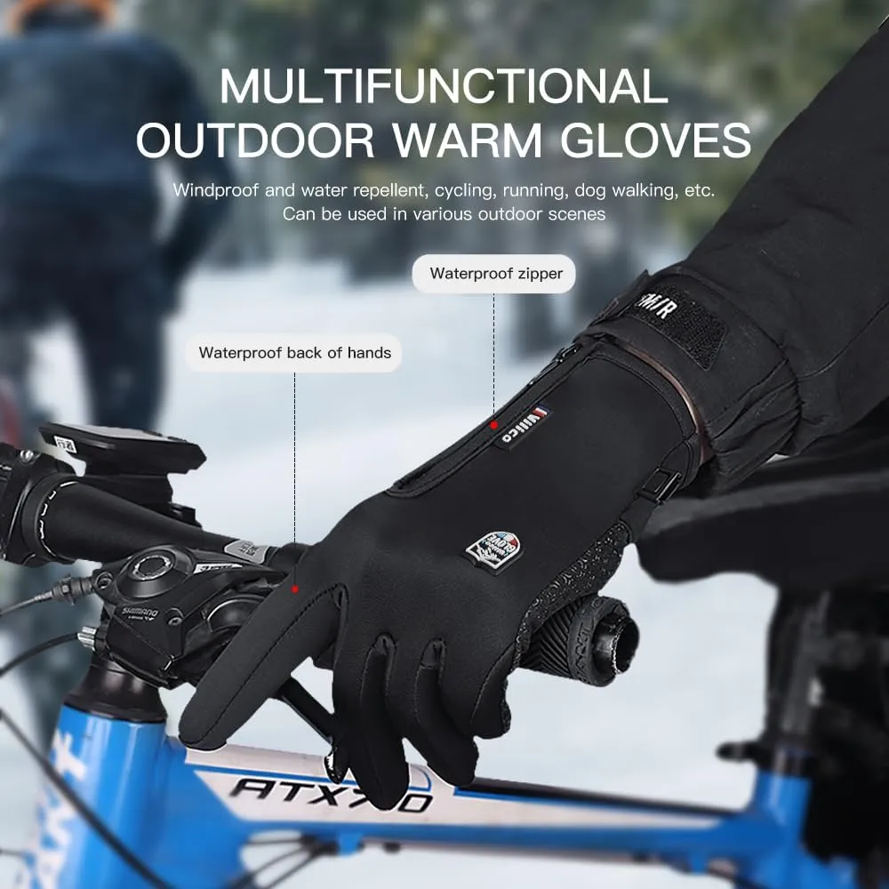 Winter Thermal Gloves for Men and Women, Touch Screen Texting Fingers Waterproof Windproof Anti Slip Warm Gloves for Hiking Driving Running Cycling