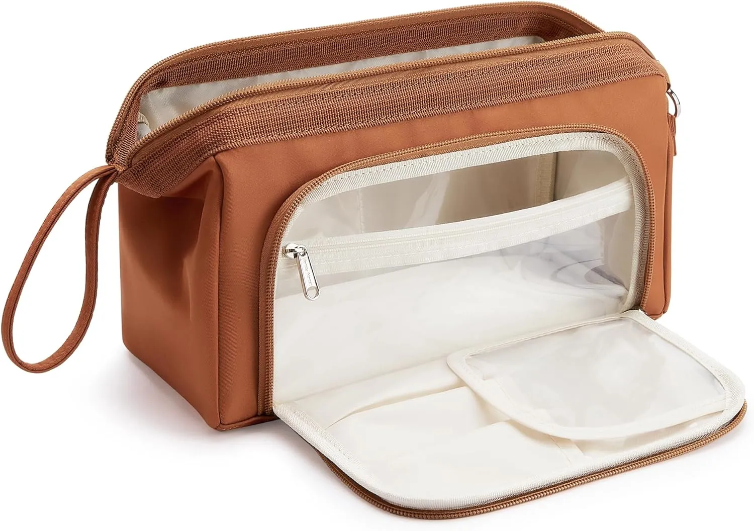 WLLWOO WLLWOO Large Portable Waterproof Toiletry Bag Travel Makeup Bag for Women Purse, Nylon Wide-open Cosmetic Bag Make Up Organizer For Toiletries Accessories Brushes