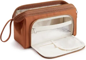 WLLWOO WLLWOO Large Portable Waterproof Toiletry Bag Travel Makeup Bag for Women Purse, Nylon Wide-open Cosmetic Bag Make Up Organizer For Toiletries Accessories Brushes