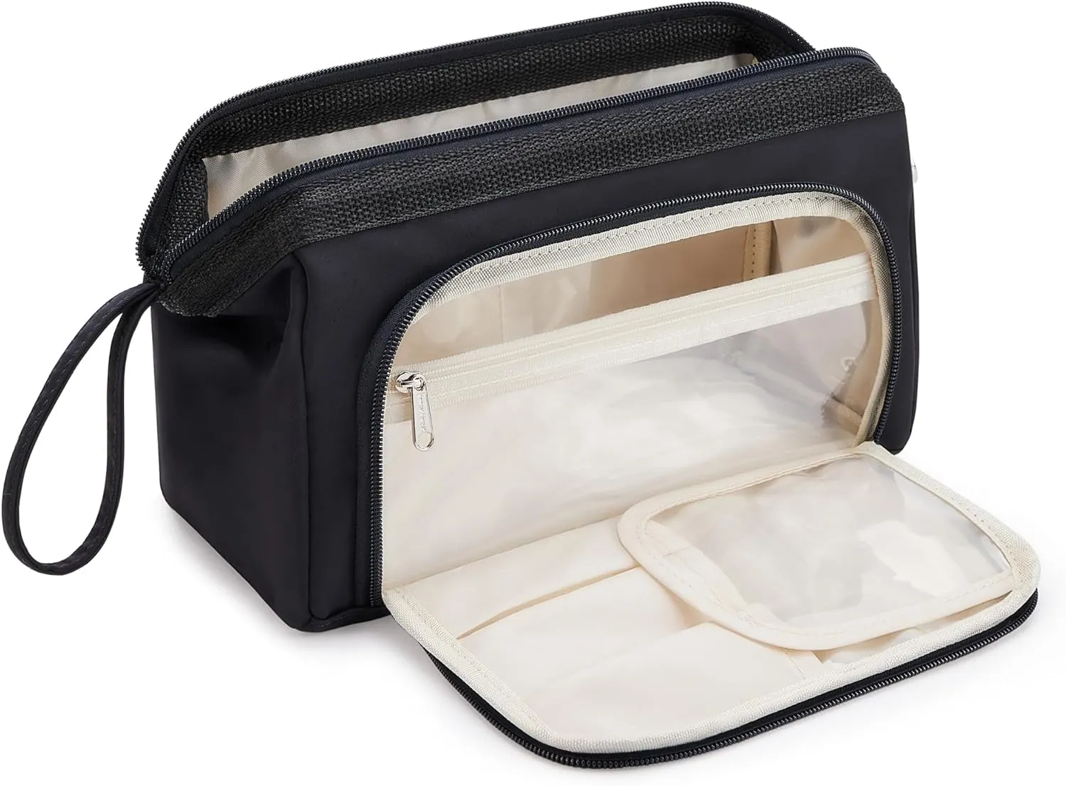WLLWOO WLLWOO Large Waterproof Toiletry Bag for Men, Portable Cosmetic Bag Makeup Organizer for Women Purse, Nylon Travel Bag for Toiletries Accessories Brushes
