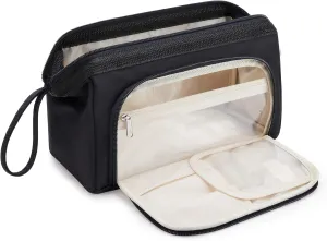 WLLWOO WLLWOO Large Waterproof Toiletry Bag for Men, Portable Cosmetic Bag Makeup Organizer for Women Purse, Nylon Travel Bag for Toiletries Accessories Brushes