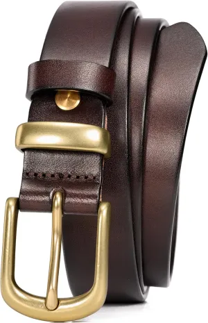 WOLFANT Womens Belts for Jeans,1.1" Fashion Ladies Belt with Gold Buckle,100% Italian Full Grain Real Solid Leather