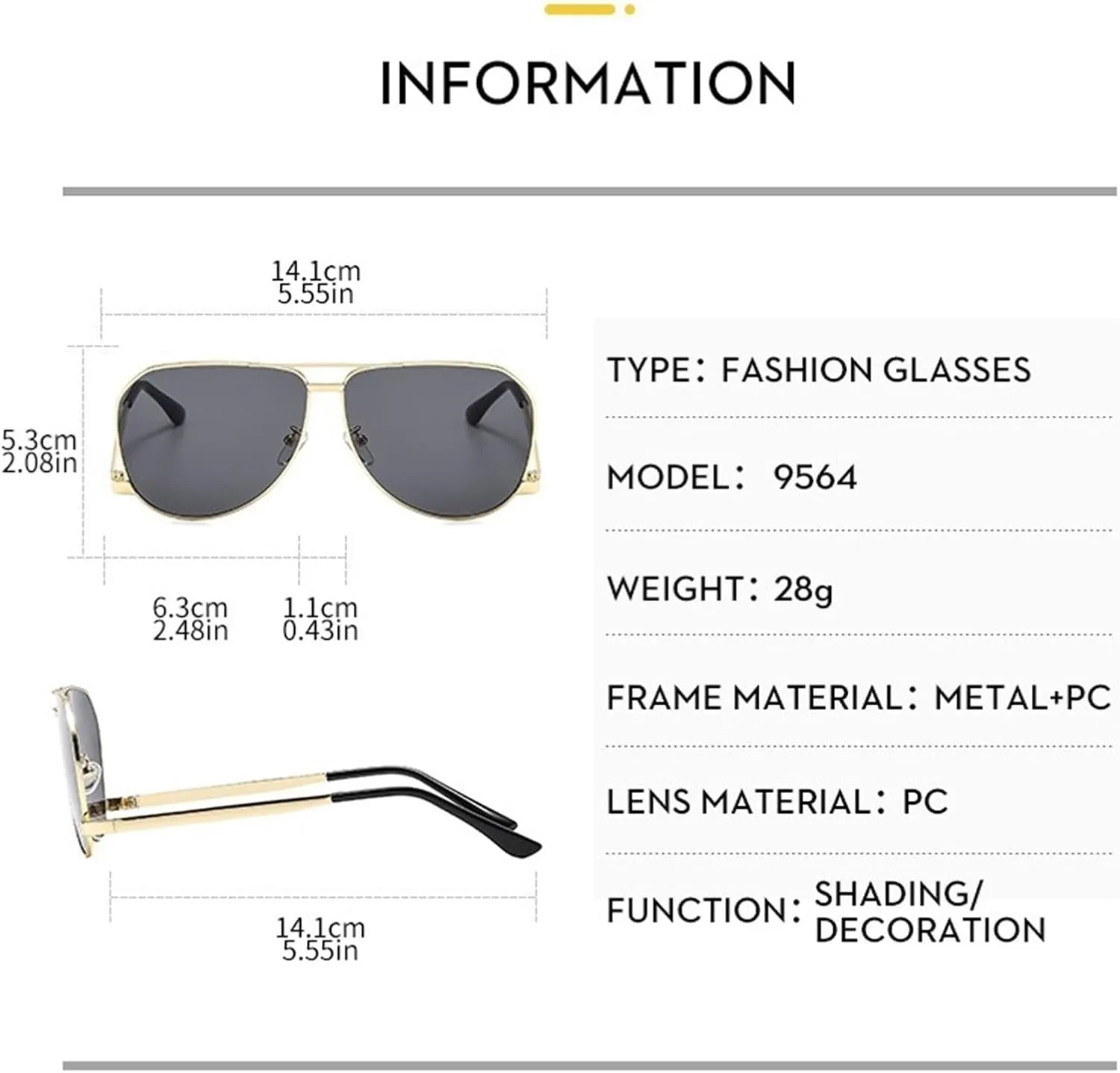 Woman Metal Large Frame Sunglasses Outdoor Vacation Men Shopping Commuter Sun Glasses