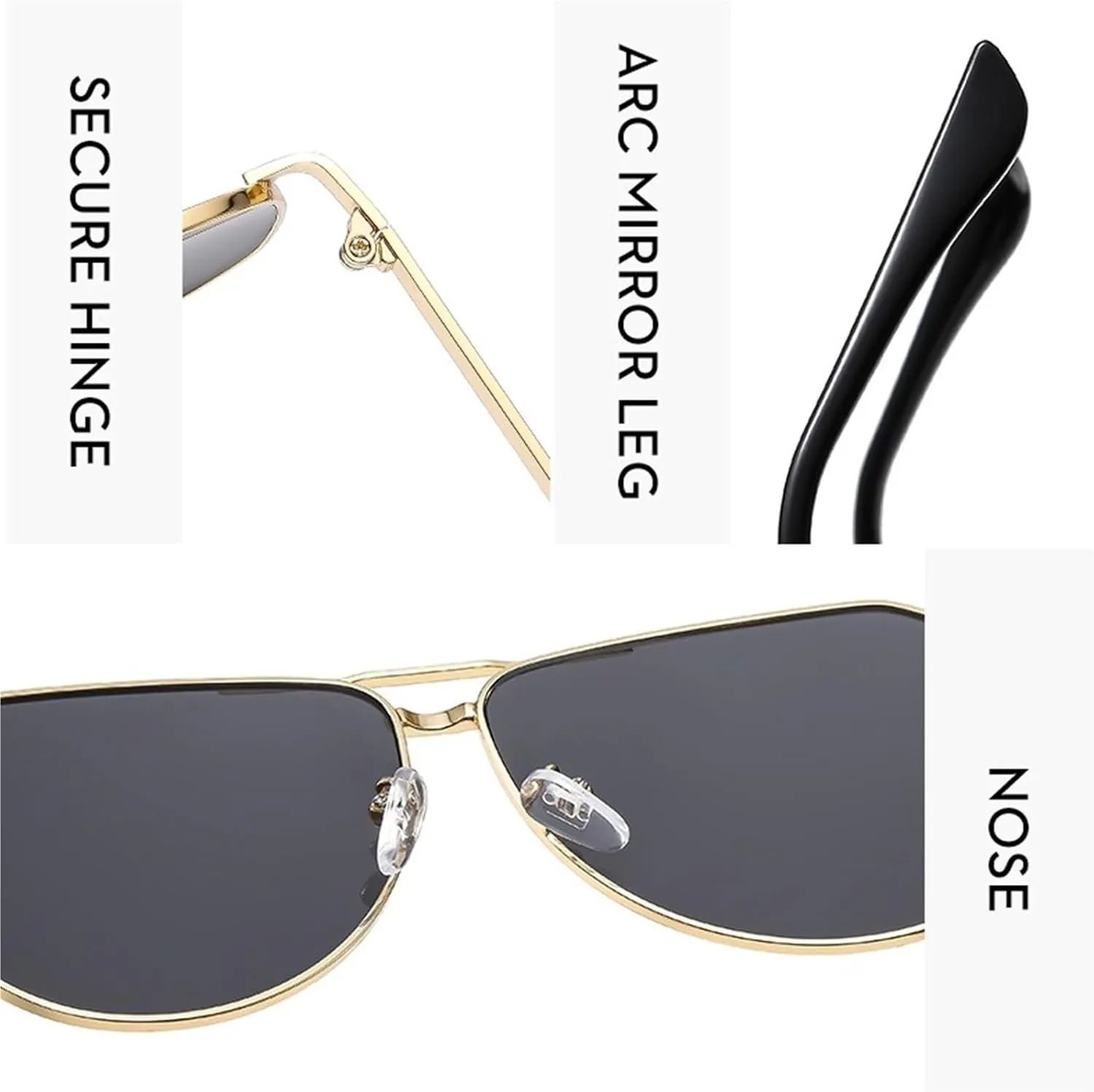Woman Metal Large Frame Sunglasses Outdoor Vacation Men Shopping Commuter Sun Glasses