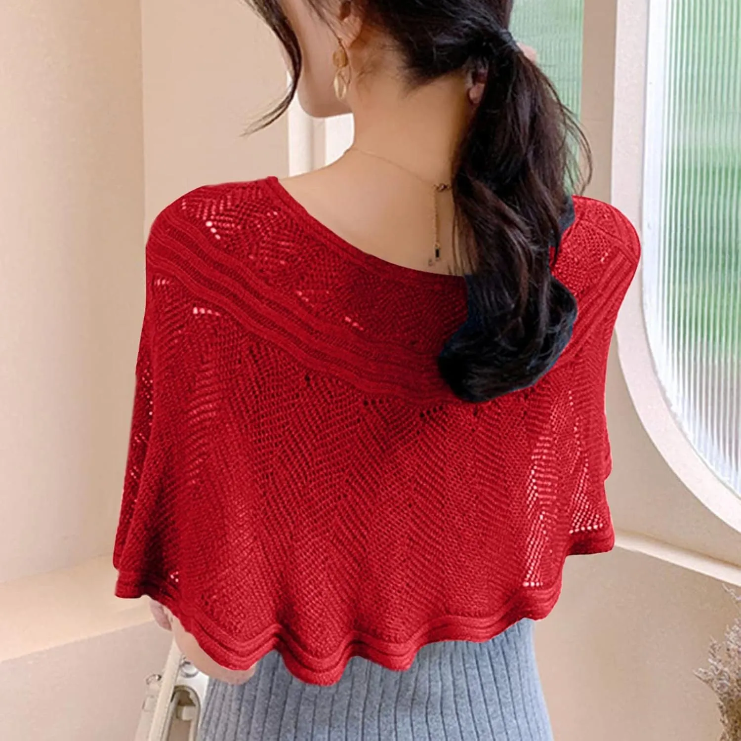 Women Boho Poncho Pashmina Shawl Wrap Cape Warm Winter Sweater Cardigan with Tassel Oversize Sweater Floral Coat