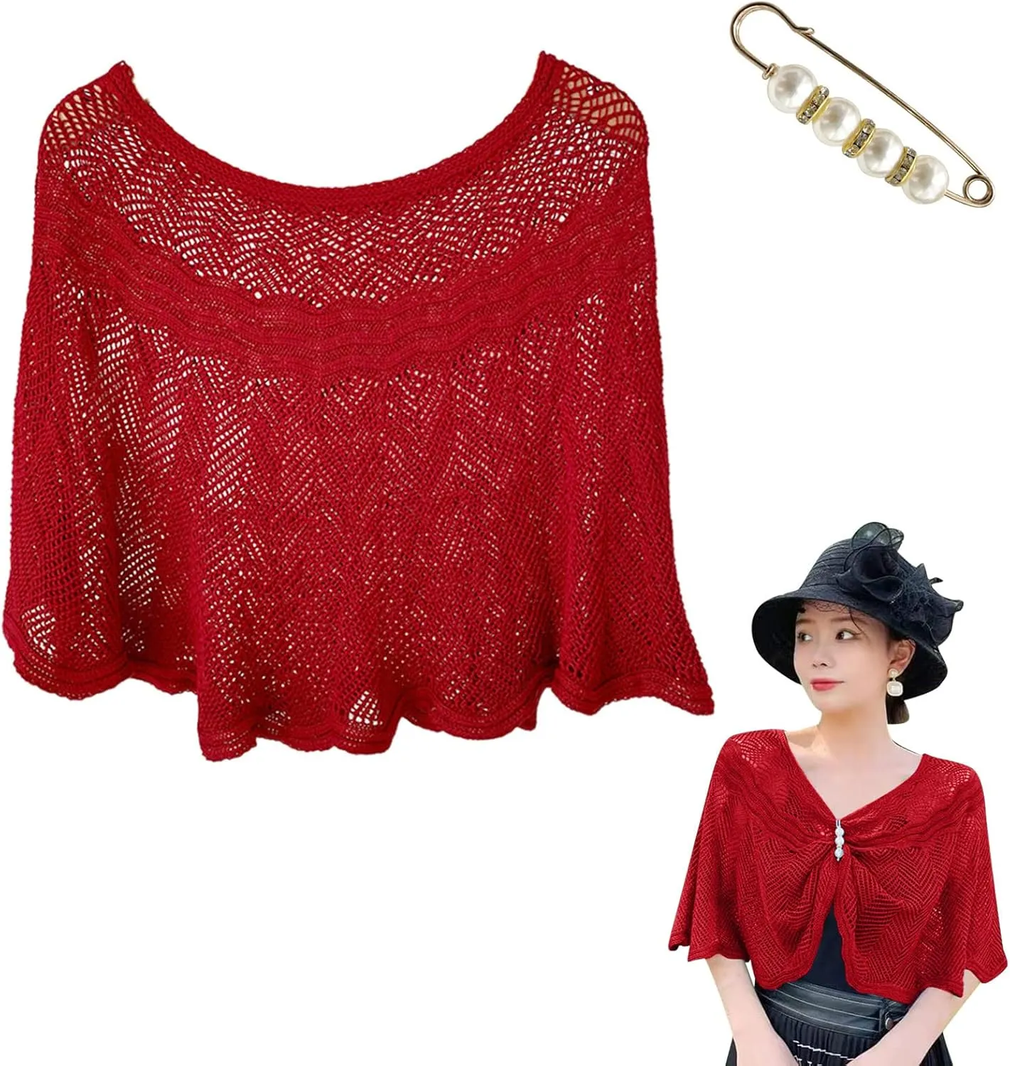 Women Boho Poncho Pashmina Shawl Wrap Cape Warm Winter Sweater Cardigan with Tassel Oversize Sweater Floral Coat