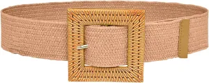 Women Elastic Woven Casual Summer Belt Stretch Belt With Wooden Buckle Ultimate Belt Referee