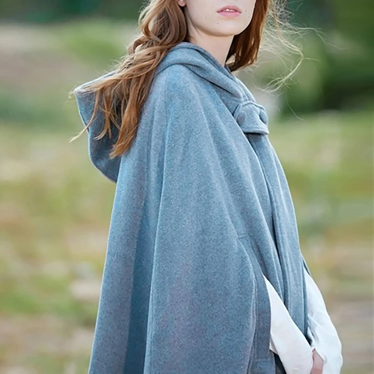 Women Hooded Trench Coat 2022 Winter Fashion Open Front Cardigan Jacket Cape Woolen Poncho Long Maxi Cloak Outwear