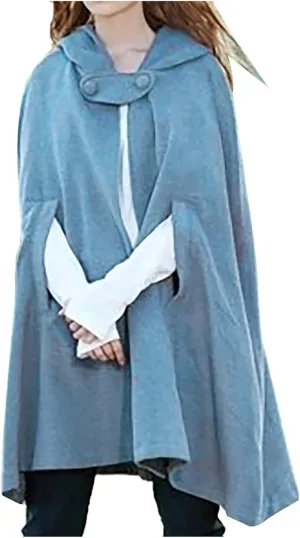 Women Hooded Trench Coat 2022 Winter Fashion Open Front Cardigan Jacket Cape Woolen Poncho Long Maxi Cloak Outwear