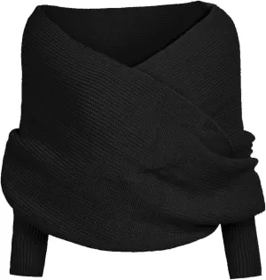 Women Knit Sweater Tops Scarf Winter Scarf Winter Shawl Wrap Printed Ponchos Scarf Wrap Scarf Shawl Scarves