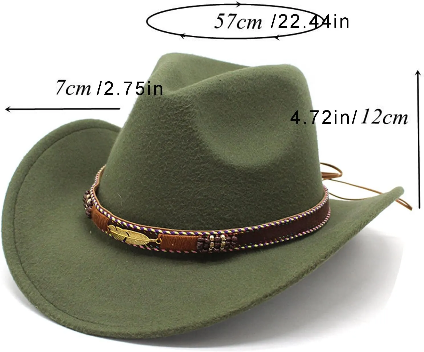 Women Men Western Cowboy Hats Felt Wide Brim Cap Vintage Belt Buckle Cowgirl Hat Dress-Up Party Costume Accessories