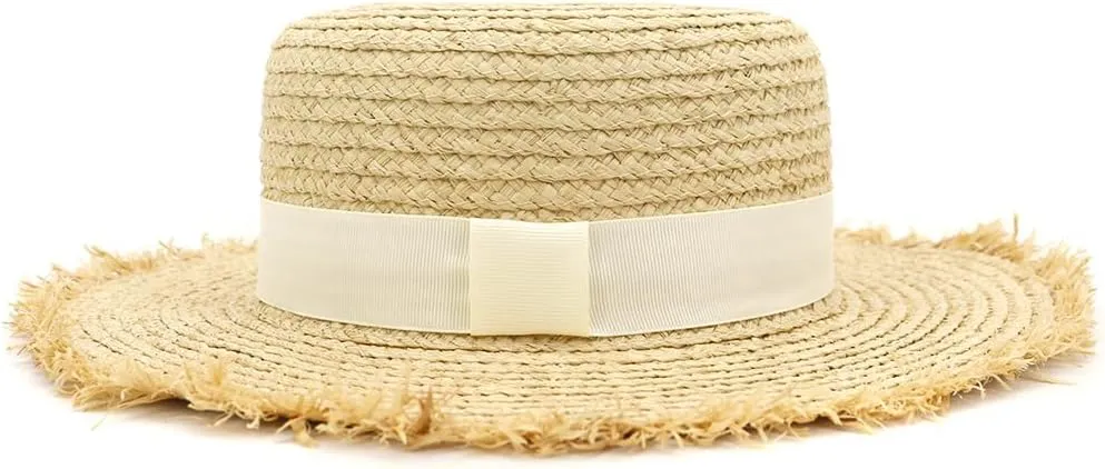 Women Sun Hat Women's Raffia Grass Woven Fisherman Sun Hat Brim Summer Hat Beach Accessories Raffia Hat (10)