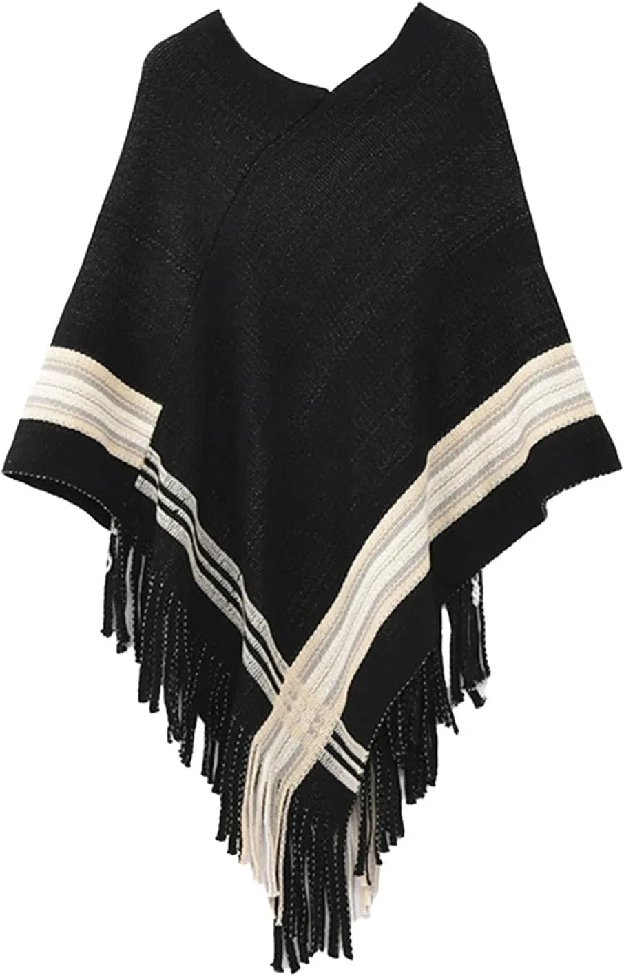 Women Warm Winter Pashmina Scarf Blanket Knitted Poncho Capes Plus Size Shawl Cardigans Sweater Coat with Sleeves