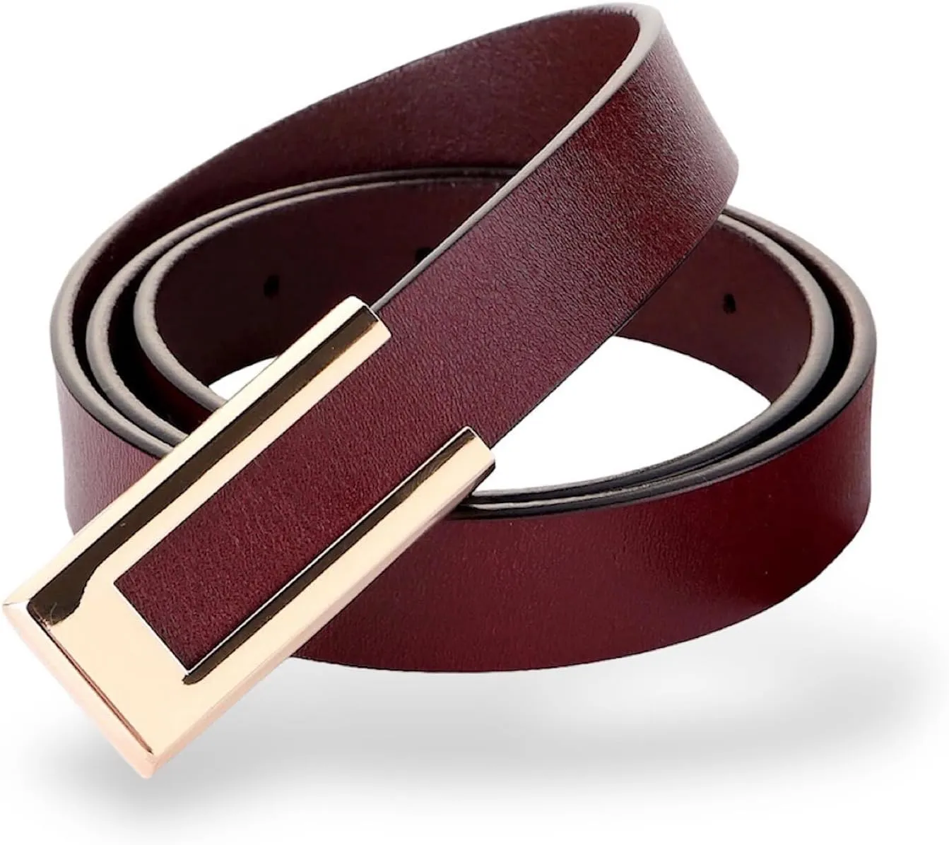 Women's Belt Genuine Leather Belts Durable Waist Belt Gold Solid Color Buckle Waistband For Pants, Jeans. Width 0.80"