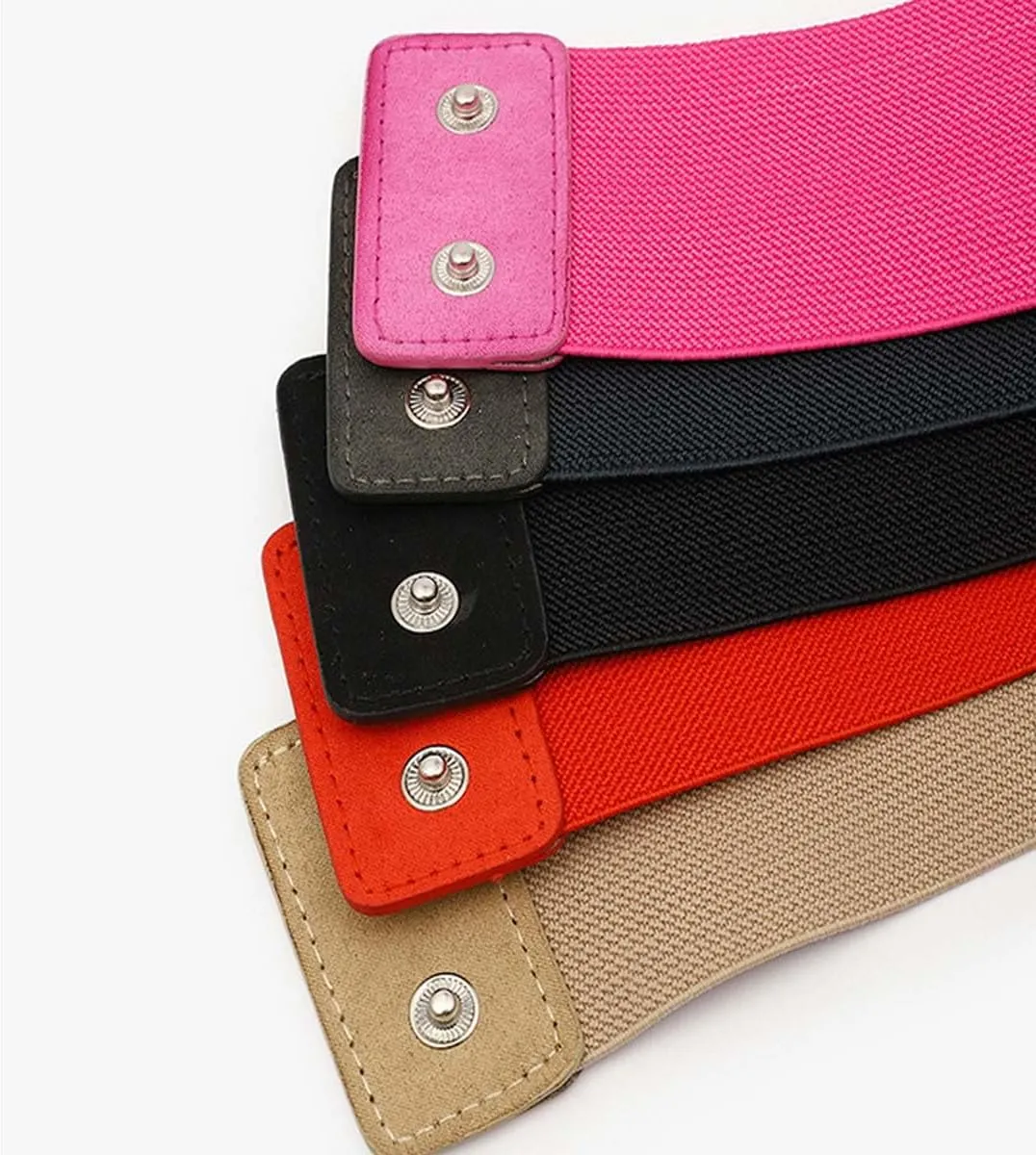 Women's Big Flower Stretchy Belt Elastic Wide Chunky Waistband Belts Cinch Belts for Dress
