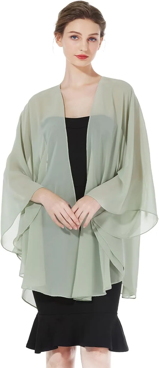 Womens Chiffon Kimono Cardigan Beach Cover Up Shawls and Wraps for Evening Dresses Wedding Party Travel