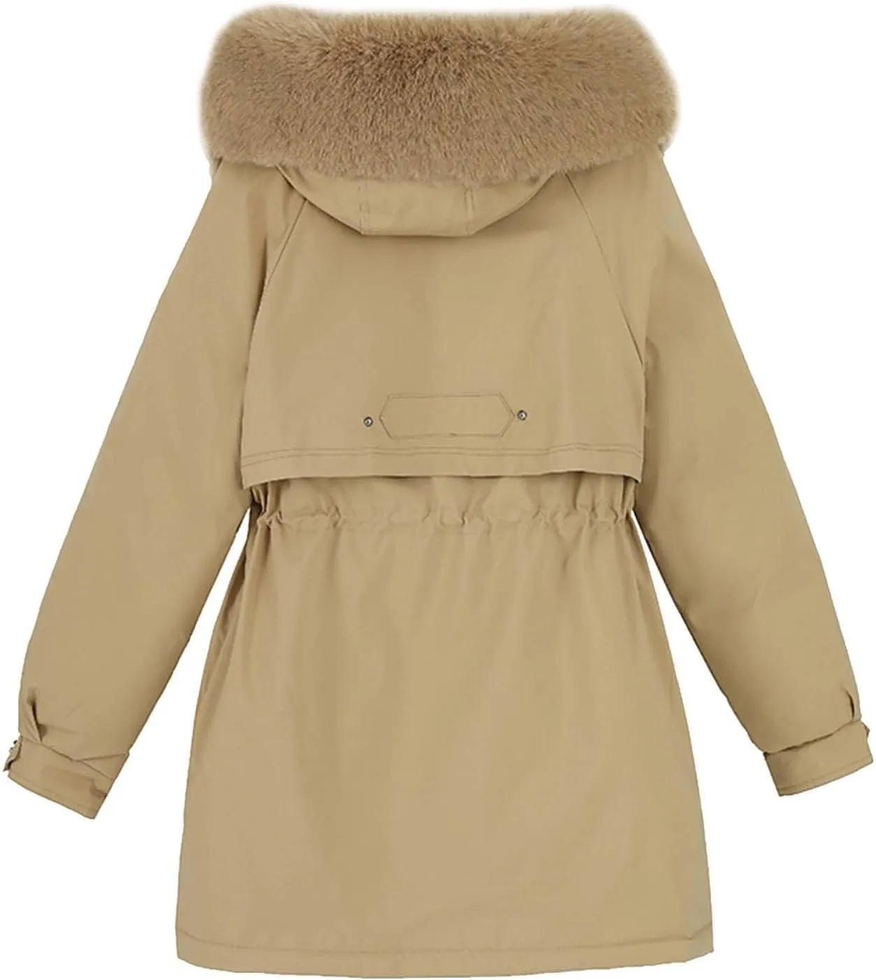 Women's Down Jackets Mid Length Thickened Quilted Puffer Jackets Padded Winter Coat Faux Fur Hooded Outerwear Pockets