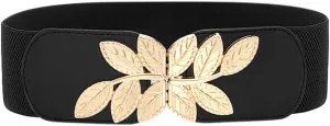 Women's Fashion Wild Wide Waistband Elastic Stretch Dress Waist Belt Buckle Band Hatchet Man Belt Buckle