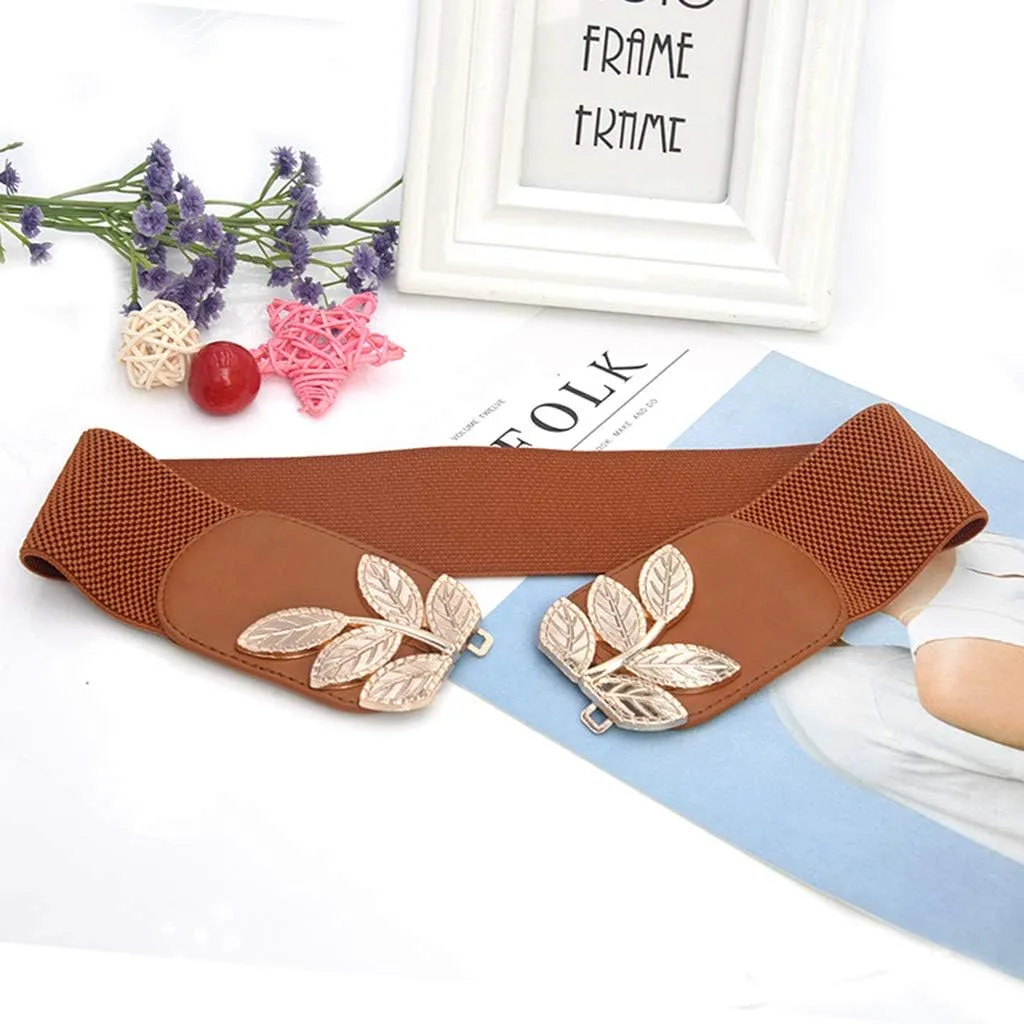 Women's Fashion Wild Wide Waistband Elastic Stretch Dress Waist Belt Buckle Band Hatchet Man Belt Buckle