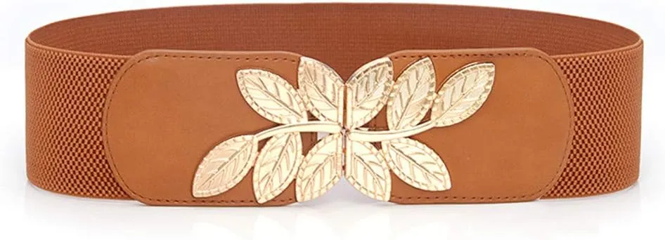 Women's Fashion Wild Wide Waistband Elastic Stretch Dress Waist Belt Buckle Band Hatchet Man Belt Buckle