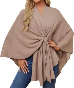 Women's Knitted Ponchos and Capes Front Ponchos for Fall Winter Stylish Cloak Shawl Wrap Elegant for Wedding