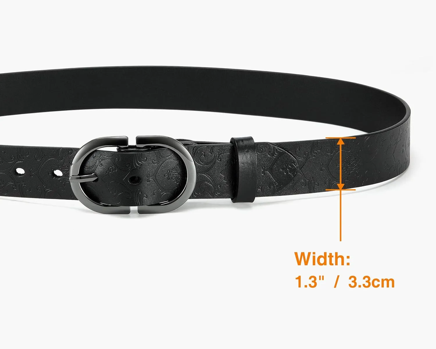 Womens Leather Belts for Jeans Pants - CR 1.3" Width Casual Ladies Belt - Fashion Center Bar Gold Buckle