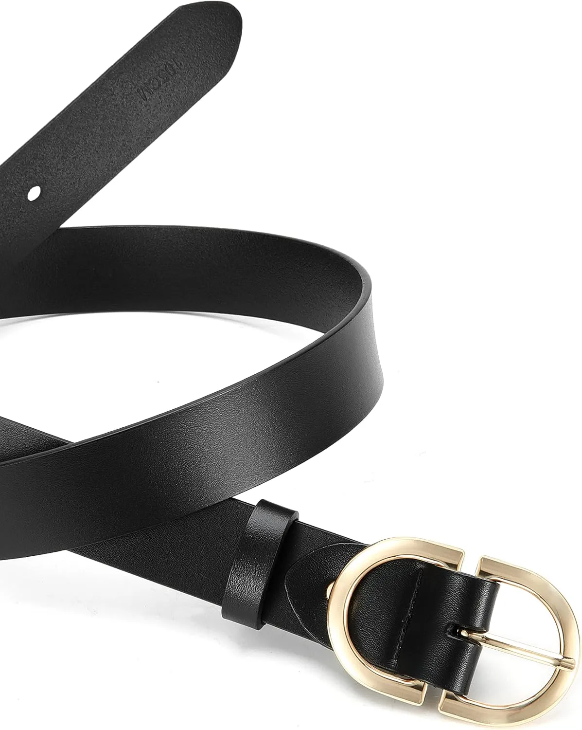 Womens Leather Belts for Jeans Pants - CR 1.3" Width Casual Ladies Belt - Fashion Center Bar Gold Buckle